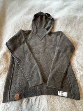 Charcoal Hooded Alpaca Blend Pullover